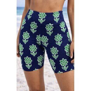 New Rhode Naomi Blue Green Floral High Rise Bike Shorts Size XS Cycling Athletic
